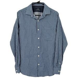 Hart Schaffner Marx Shirt Mens‎ Medium Blue White Gingham Check Dressy Preppy